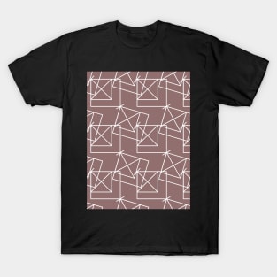 White lines, abstract geometry on a brown background T-Shirt